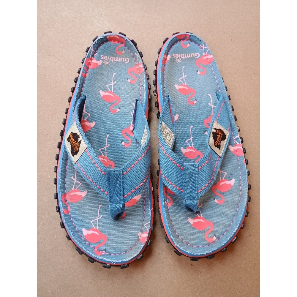 Gumbies Islander Canvas Unisex Summer Beach Sandals Flip Flops Flamingo W8 M7
